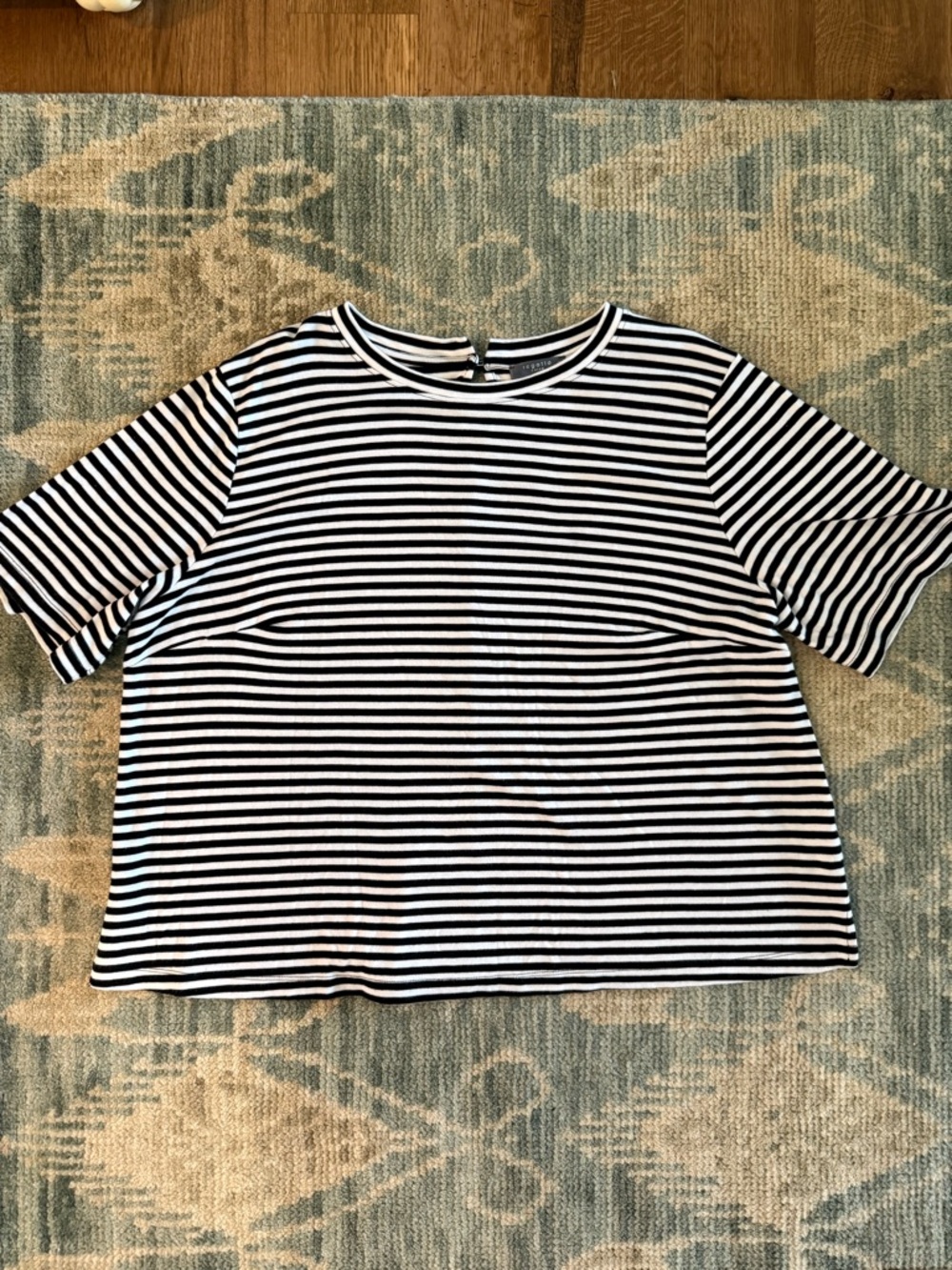 REGATTA CURVE | 100% Cotton Striped Short-Sleeve Crewneck Top - Black & White